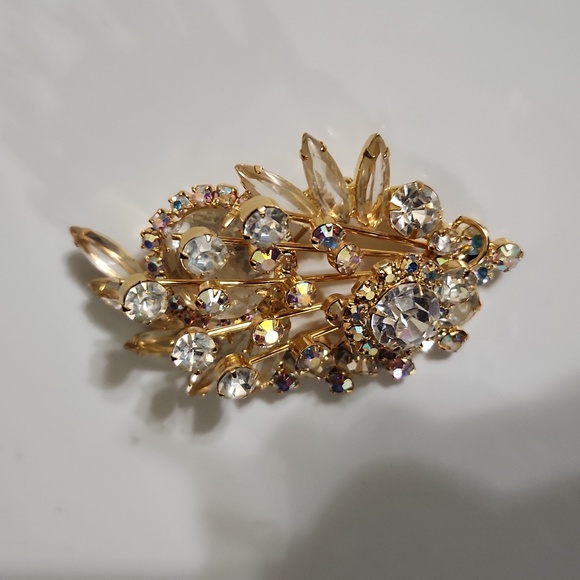 Vintage brooche Julianna clear Navettes & wired Chaton - Picture 3 of 5